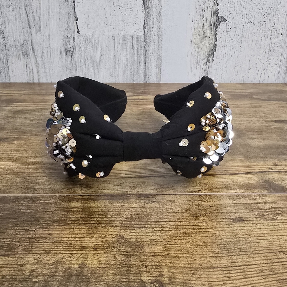 Black, Silver And Gold Sequin Headband